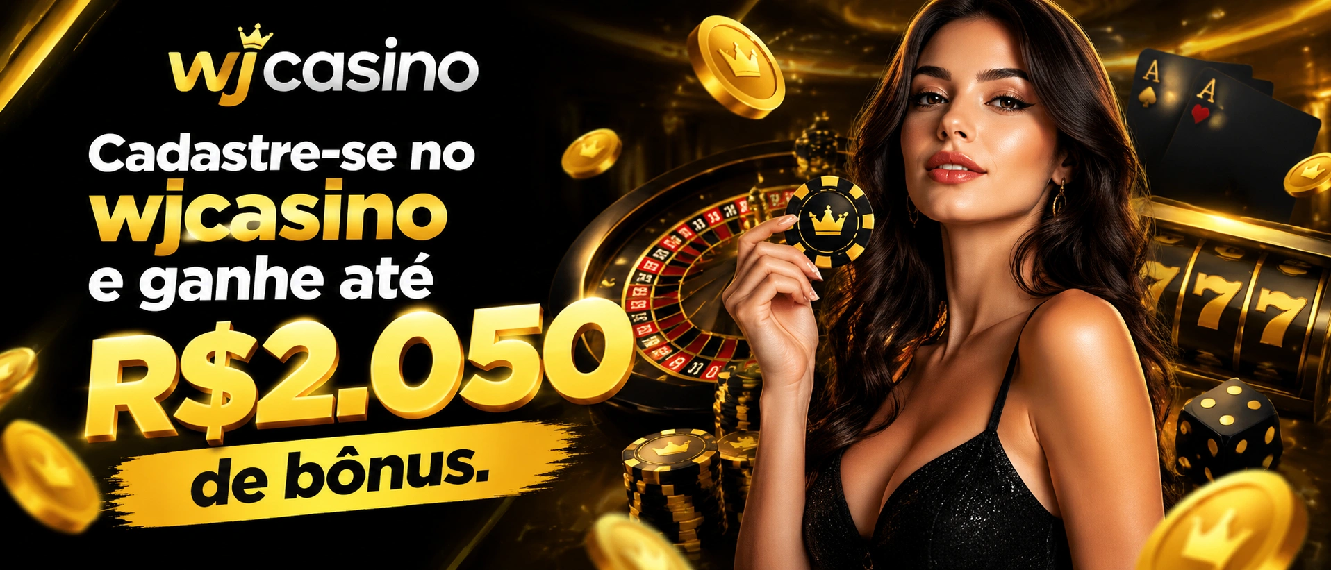 Visão inicial da interface do wjcasino com áreas de jogo e acesso à conta
