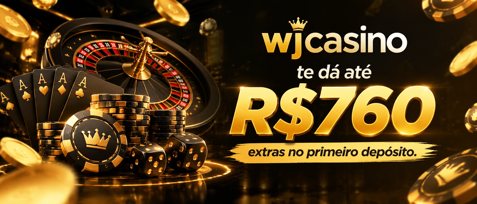 Seção promocional do wjcasino com destaque para bônus, VIP e atividades de campanha