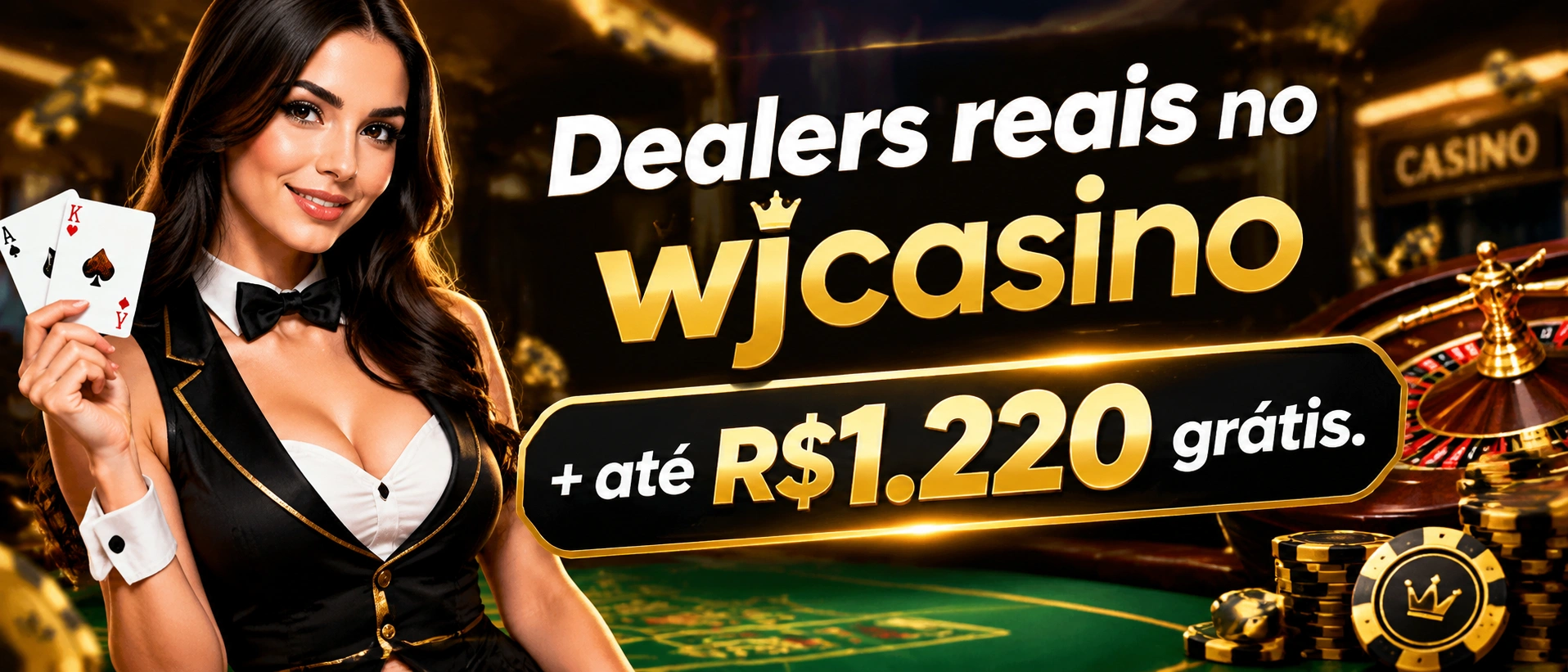 Mesa de roleta ao vivo em um ambiente de cassino com dealer e painel de apostas