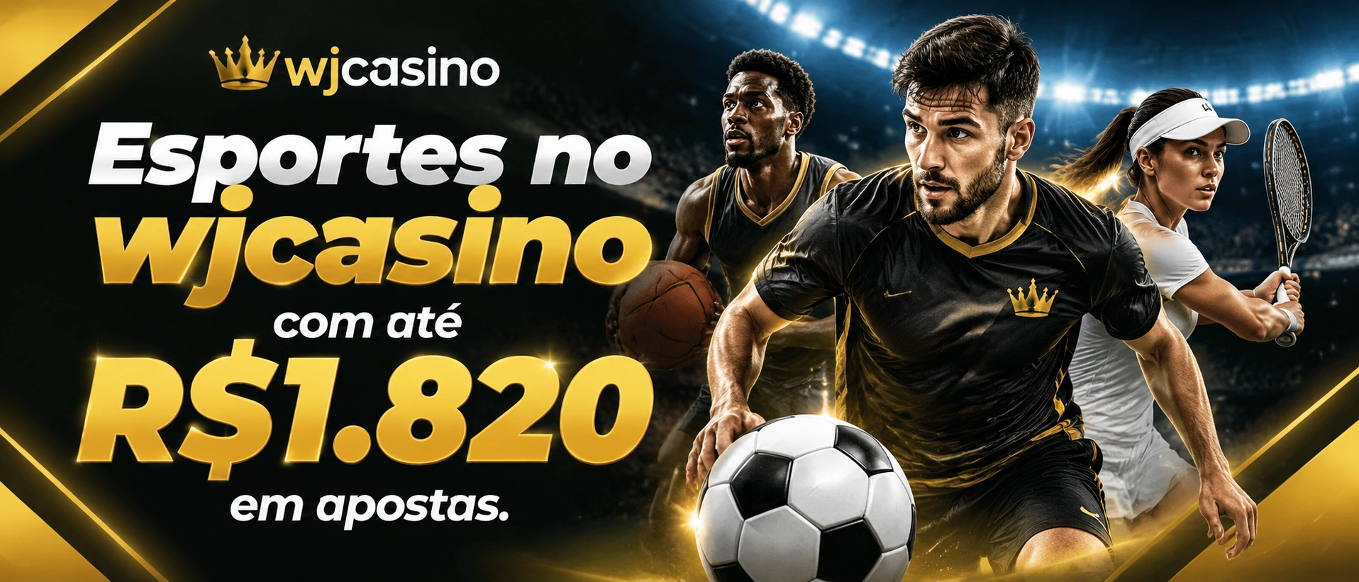 Tela do setor de esportes do wjcasino com destaque para mercados e navegação de apostas