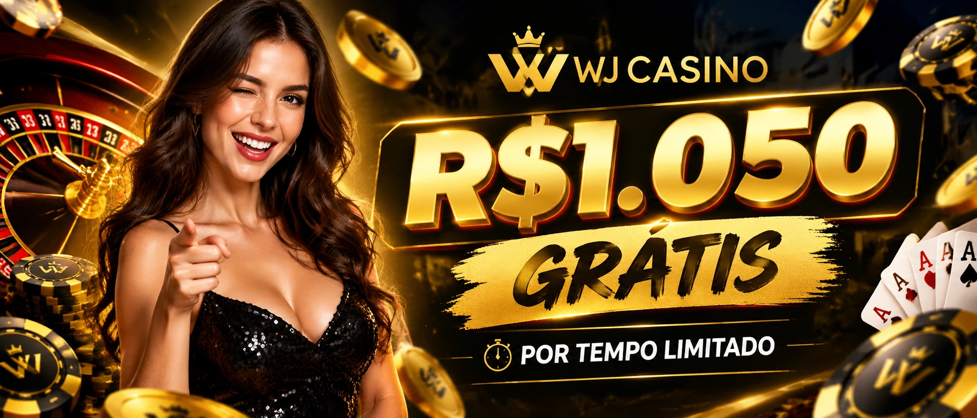 Área de promoções da wjcasino com foco em indicação, PIX e acesso pelo celular